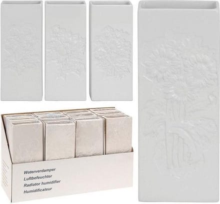 Waterverdamper wit 20x8x3cm bloemrelief