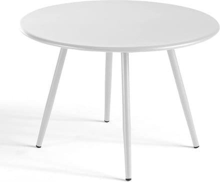 Tuin Salontafel - Rond Tafelblad - Buiten Zitten - Poedercoating Staal - 40 cm - Wit