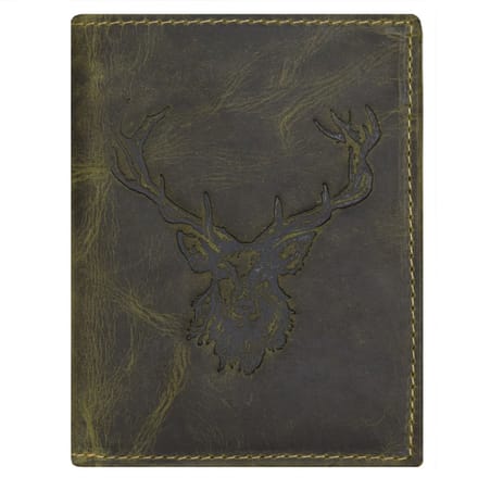 GREENBURRY portemonnee Vintage Animal Collection Wallet Olive Royal Stag donkergroen