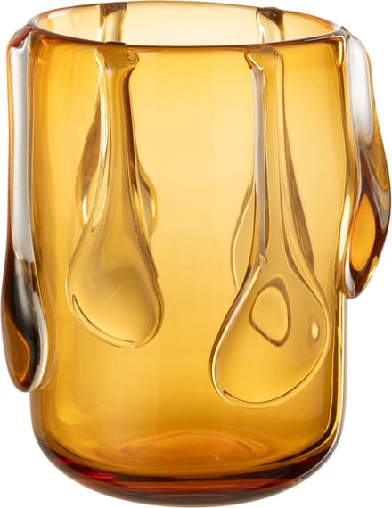 J-Line vaas Drippy - glas - amber - small - Ø 18.5 cm