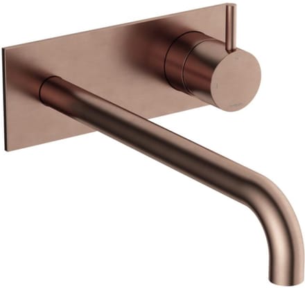 Hotbath Cobber CB106EXT25 afbouwdeel inbouw wastafelkraan met achterplaat en 25cm uitloop geborsteld koper PVD