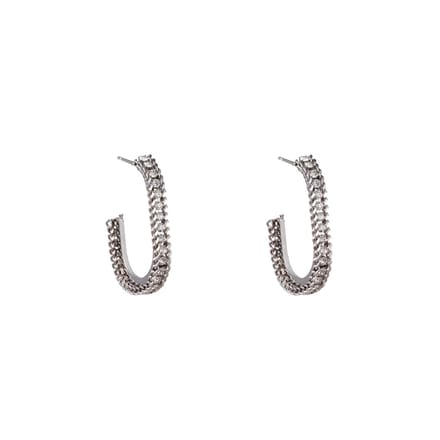 Go Dutch Label Oorknoppen roped sparkle oval Zilver