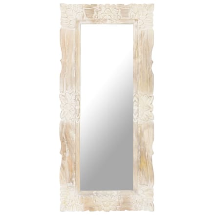 vidaXL - Spiegel - 110x50 - cm - massief - mangohout - wit