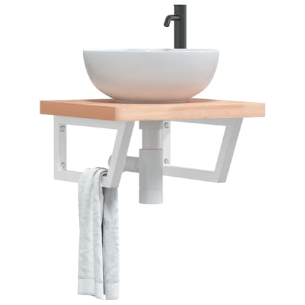 vidaXL - Badkamer - wandschap - staal - en - massief - beukenhout
