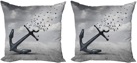 ABAKUHAUS Vogels Kussenhoezen Set – 2x 40×40 cm – Dubbelzijdig bedrukt