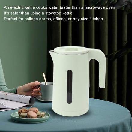 Waterkoker   2000W 2L 304 Roestvrij Staal Groen Heetwaterketel Automatische Uitschakeling Droogkookbeveiliging L black