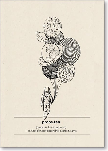 Duurzaam cadeau - Ansichtkaart Proosten - Postkaart feestelijk - Set van 4
