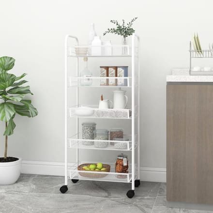 vidaXL - Keukentrolley - 5-laags - 46x26x105 - cm - ijzer - wit