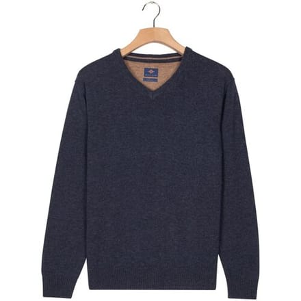 Baileys Trui V-Neck Lambswool Single Knit Dark Blue / male