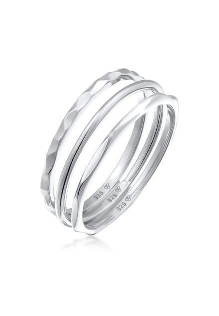 Elli - Ring - Dames Basis Stapel Set van 3 in 925 Sterling Zilver - Dames