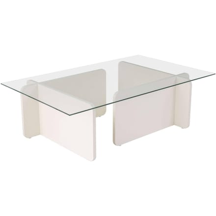 Glazen salontafel "Flavio" 105 x 65 x 30 cm - Wit hout