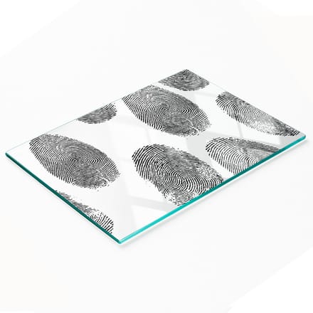 Keukenplank van gehard glas met decoratieve vingerafdrukken, 80x52 cm