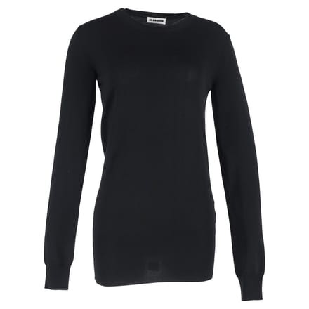 Jil Sander effen trui met ronde hals in zwarte wol