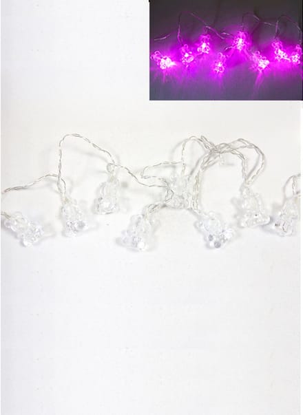 HOBI - Roze lichtketting met beertjes, 1,6 m, 10 leds