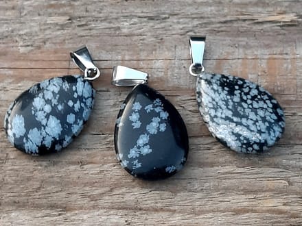 Edelsteen Sneeuwvlokken Obsidiaan druppel hanger