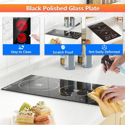 Inbouw Elektrische Kookplaat 2 Zones – 3000W – Sensor Touch Bediening & Timer