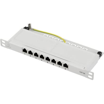 Renkforce RF-4996630 8 poorten Patchpaneel 254 mm (10) CAT 6A 0.5 HE Grijs Ingericht