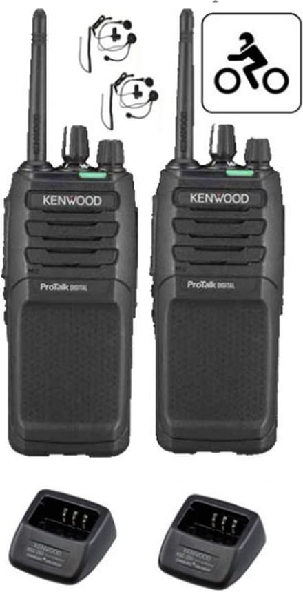 Motorset van 2 stuks Kenwood TK-3701D met helm headset en laders