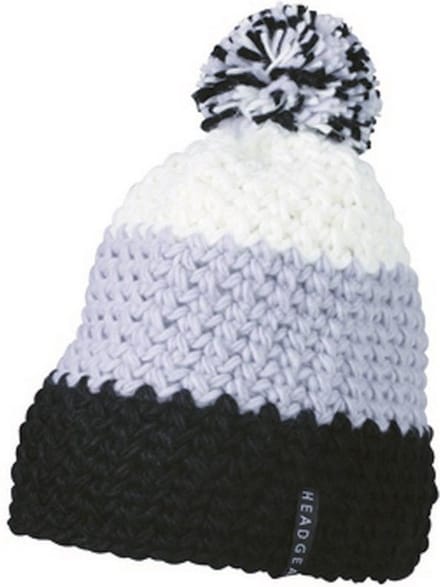 Myrtle Beach - Unisex Gehaakte Muts met Pompom (Zwart/Zilver)