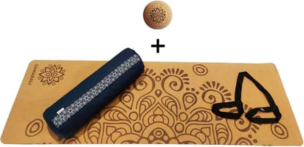 Samarali Set Yoga - Bolster, massagebal, draagriem & kurk mat - GOTS gecertificeerd