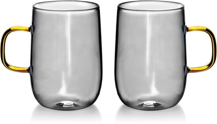 Affekdesign - Set van 2 koffie/thee glazen met goudgeel oor - 400ml
