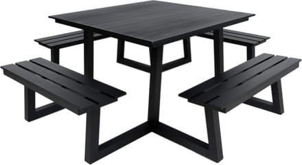 MaximaVida vierkante aluminium picknicktafel Dex 215 cm zwart - open instap