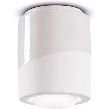 Ferroluce Plafondlamp PI, cilindervormig, Ø 12,5 cm wit