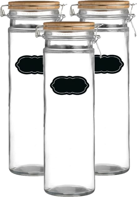 Weckpot/inmaakpot - 4x - 1.9L - glas - met beugelsluiting - incl. etiketten