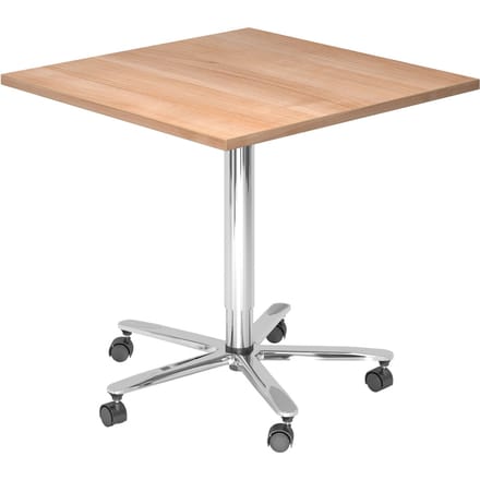 Vergadertafel | Eik/chroom | 80 x 80 cm x 72-114 cm | Bistro 88Q C