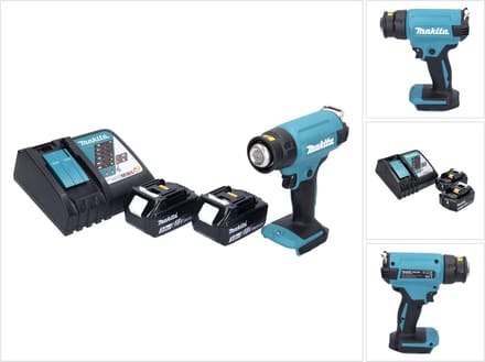 Makita DHG 180 RF accu-heteluchtpistool 18 V 550 °C + 2x accu 3,0 Ah + oplader