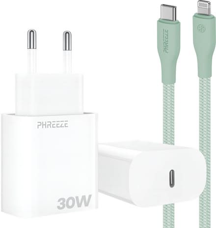 30w snellader met kabel geschikt voor iPhone en iPad met Lightning poort - Usb C adapter set