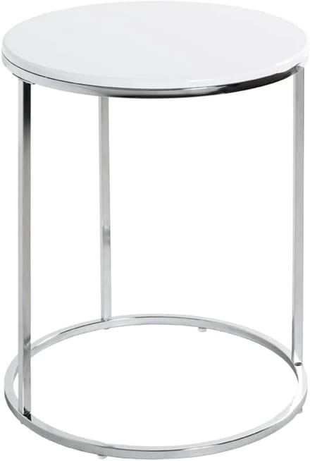 Bijzettafel - Sidetable Tafel - Woonkamer Decoratie - Frame Chroom MDF - 40 x 50 cm - Wit