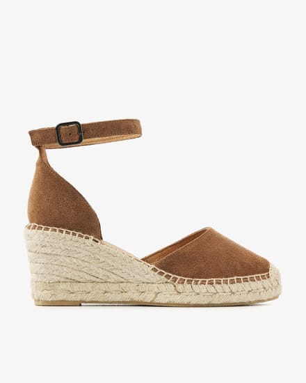 VIA VAI Flora Braid Espadrilles Dames - Suède - Cognac - Maat 37