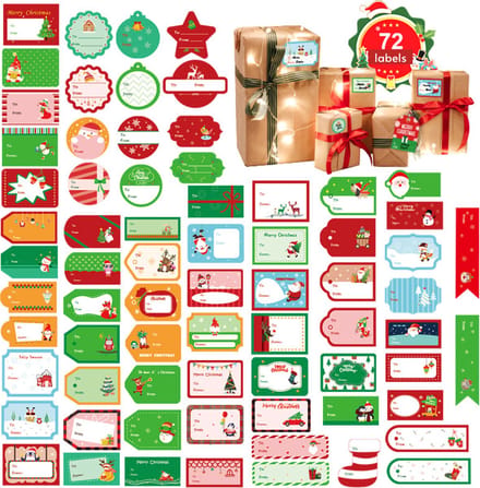 Kerst Labels - 72 Naamstickers voor kerstcadeaus - Sluitzegel met naam - Merry Christmas Kerstetiketten