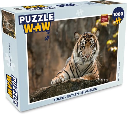 Puzzel Tijger - Rotsen - Bladeren - Legpuzzel - Puzzel 1000 stukjes volwassenen