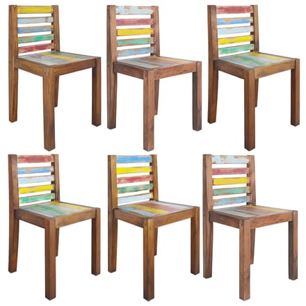 vidaXL - Eetkamerstoelen - 6 - st - massief - gerecycled - hout
