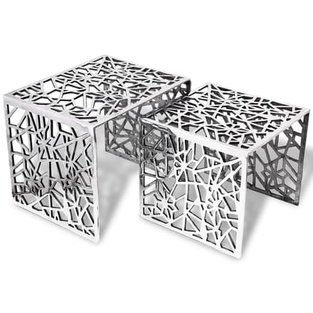 vidaXL - Bijzettafels - 2 - stuks - vierkant - aluminium - zilver