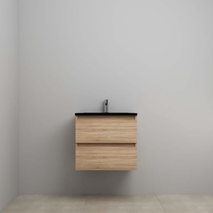 On-Line Onderkast - 60 cm - Voorgemonteerd - Ladestructuur - Acryl Wastafel - 1 Kraangat - Eiken