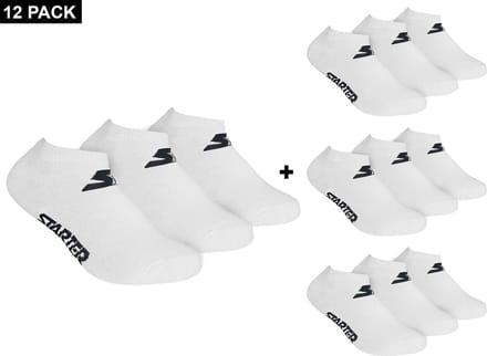 Starter - 12-Pack Sneaker Socks - Enkelsokken Bundel - 43 - 46 - Wit