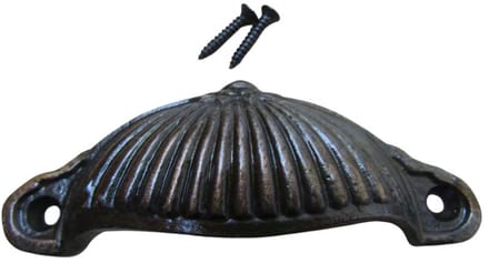 Ridged Cup Pull Handle Antique Copper