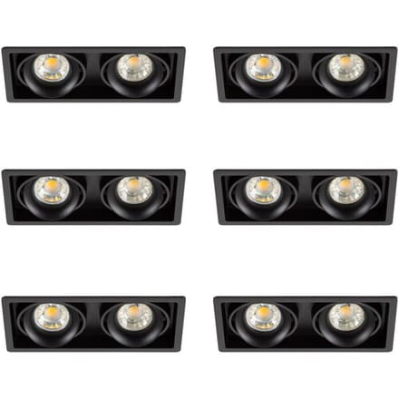 KS Verlichting Inbouwspot Bjorn 2 zwart set 6 stuks