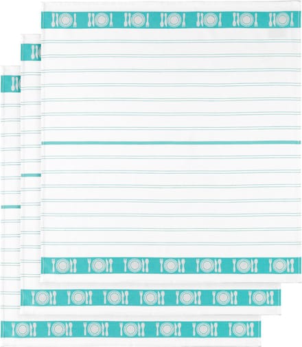 De Witte Lietaer Theedoek BML, Aqua - 3 stuks - 65 x 65 cm - Katoen