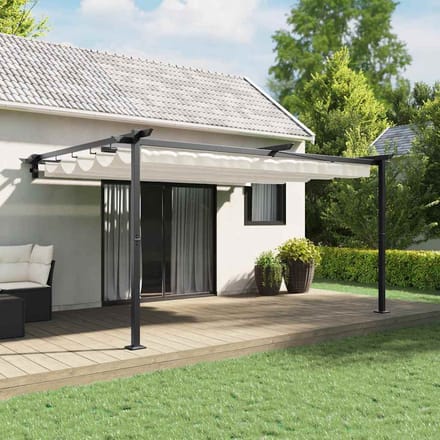 vidaXL - Prieel - 400 - x - 300 - x - 200 - cm - Crèmekleurig - Polyester