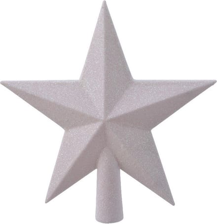 Decoris kerstboom piek - ster vorm - wit parelmoer - glitter - 19 cm - kunststof - kerstpiek