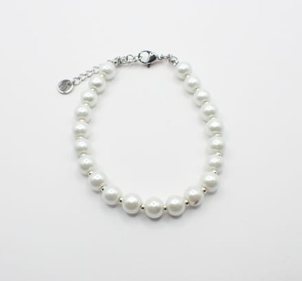 Colure® armband glasparels white 6mm zilveren Miyuki gecombineerd