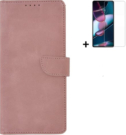 MoDo hoesje Geschikt voor Nokia G22 - Kunstleer Book Case - Rose Goud hoesje met screenprotector