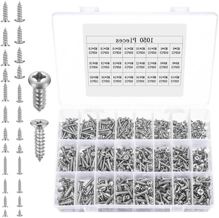 1050 Stuks RVS Schroeven Set - M3, M4, M5 Zelftappende Schroeven voor Hout, Platen en DIY Projecten