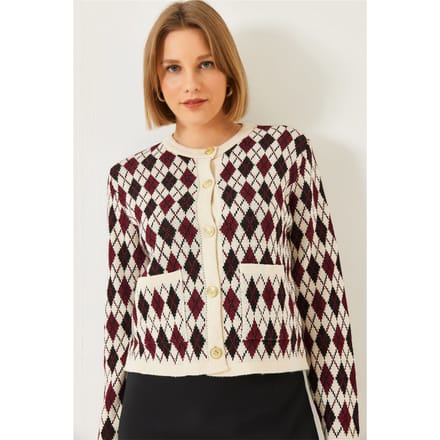 Jacquard Gebreide Cardigan met Zakken