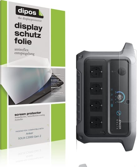 dipos – 2x Matte Beschermfolie geschikt voor Anker SOLIX C2000 Gen 2 | Krasbestendige & antireflecterende Screenprotector Ultra-Thin