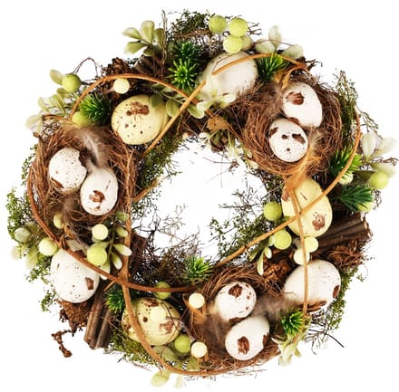 Dekoratief | Krans m/eitjes, naturel/wit, pvc, 28x28cm | A260824